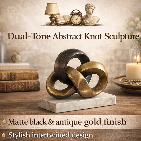 QelVuo™ Dual-Tone Abstract Knot Sculpture – Artistic Tabletop Accent for Modern Home Décor
