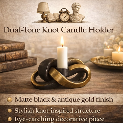 QelVuo™ Dual-Tone Knot Candle Holder – Artistic Intertwined Design Accent for Modern Homes